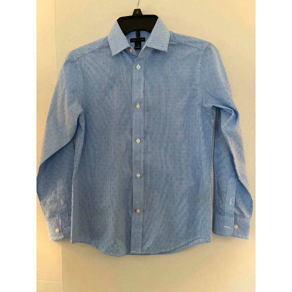 Tommy Hilfiger Boys Size 12 Blue Gingham Button Front Dress Shirt Long Sleeve